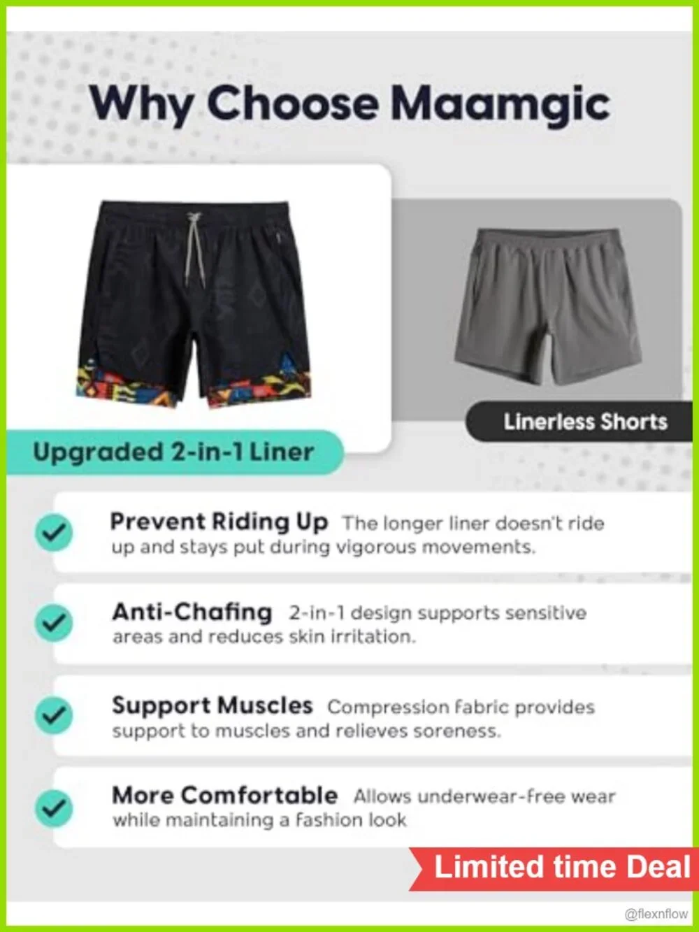 Mens 2 in 1 Workout Shorts with Liner Running Gym Shorts 5.5